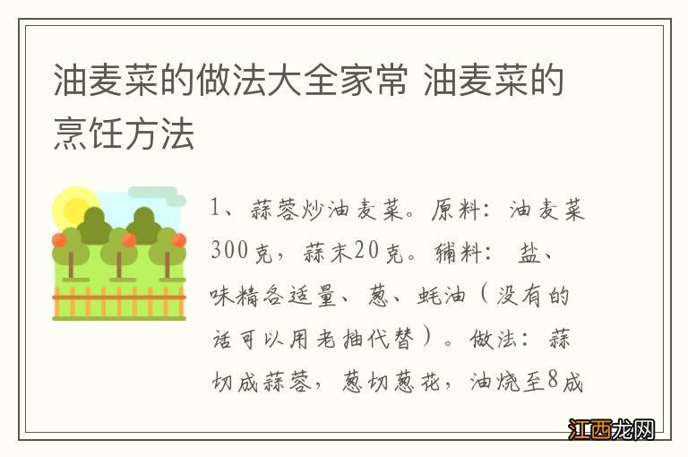 油麦菜的做法大全家常 油麦菜的烹饪方法