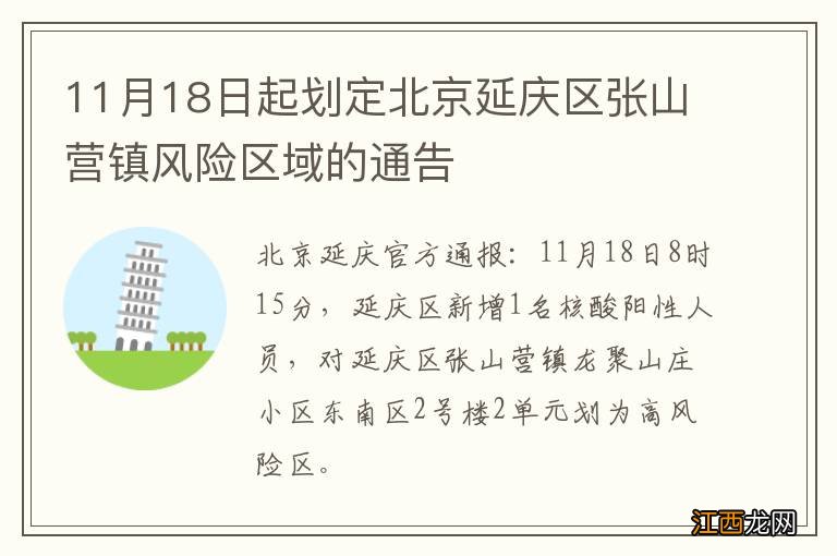 11月18日起划定北京延庆区张山营镇风险区域的通告