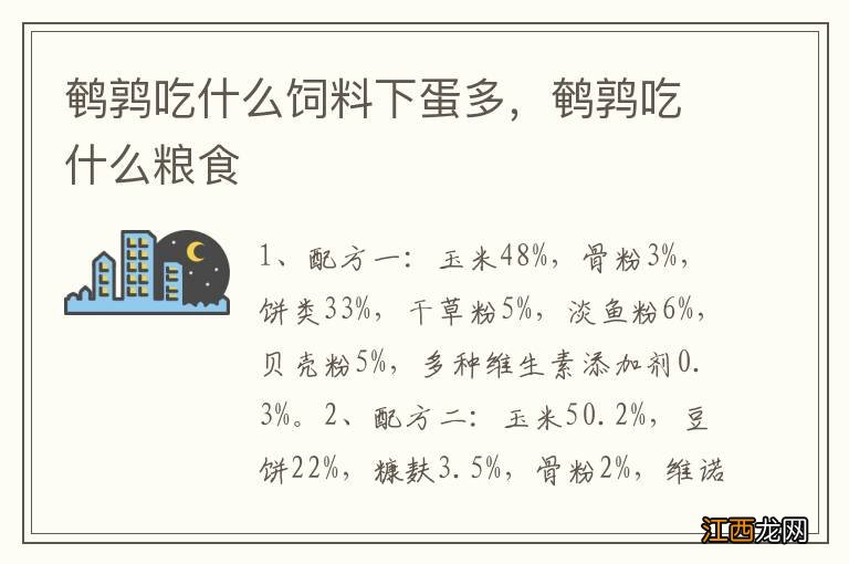 鹌鹑吃什么饲料下蛋多，鹌鹑吃什么粮食