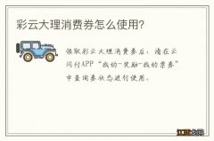 彩云大理消费券怎么使用？