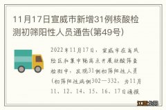 第49号 11月17日宣威市新增31例核酸检测初筛阳性人员通告