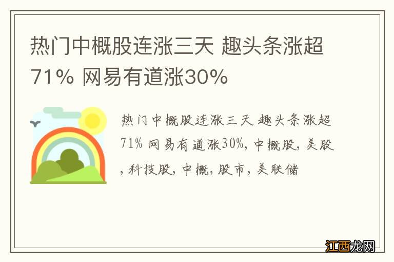 热门中概股连涨三天 趣头条涨超71% 网易有道涨30%