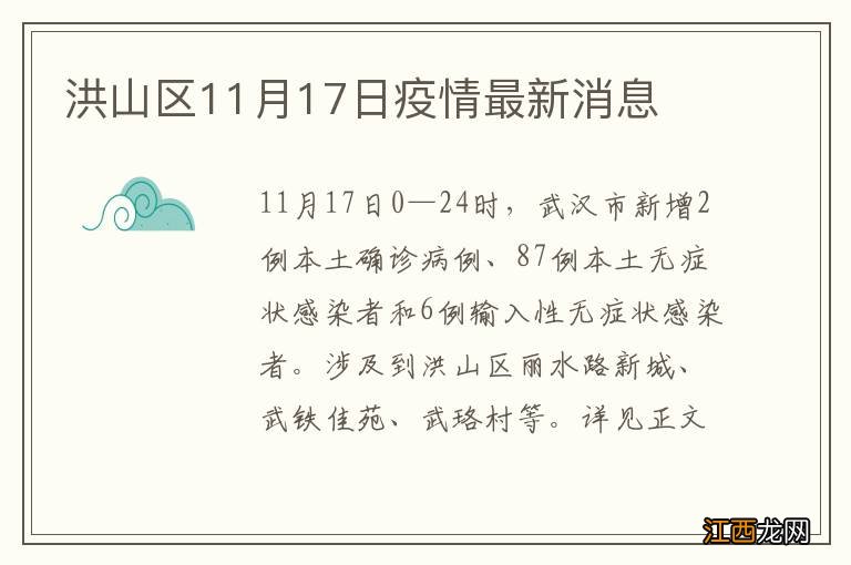 洪山区11月17日疫情最新消息