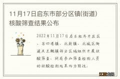 街道 11月17日启东市部分区镇核酸筛查结果公布