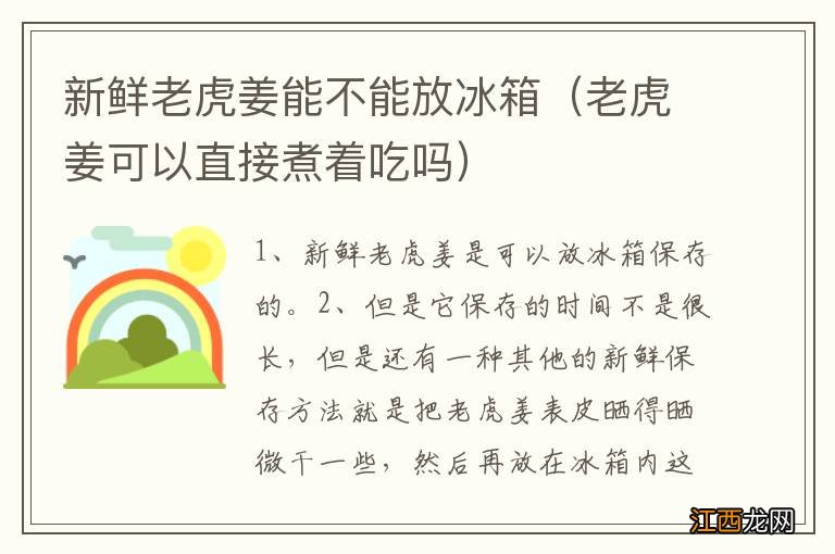 老虎姜可以直接煮着吃吗 新鲜老虎姜能不能放冰箱