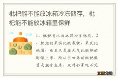 枇杷能不能放冰箱冷冻储存，枇杷能不能放冰箱里保鲜