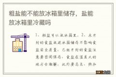 粗盐能不能放冰箱里储存，盐能放冰箱里冷藏吗