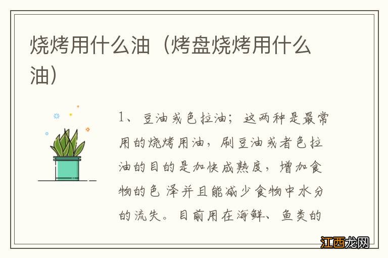 烤盘烧烤用什么油 烧烤用什么油