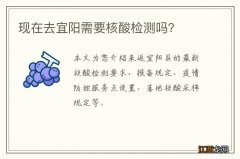 现在去宜阳需要核酸检测吗？