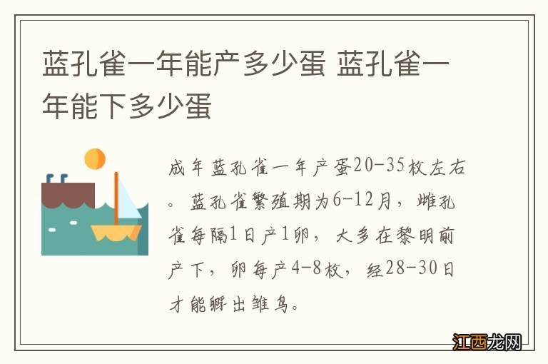 蓝孔雀一年能产多少蛋 蓝孔雀一年能下多少蛋