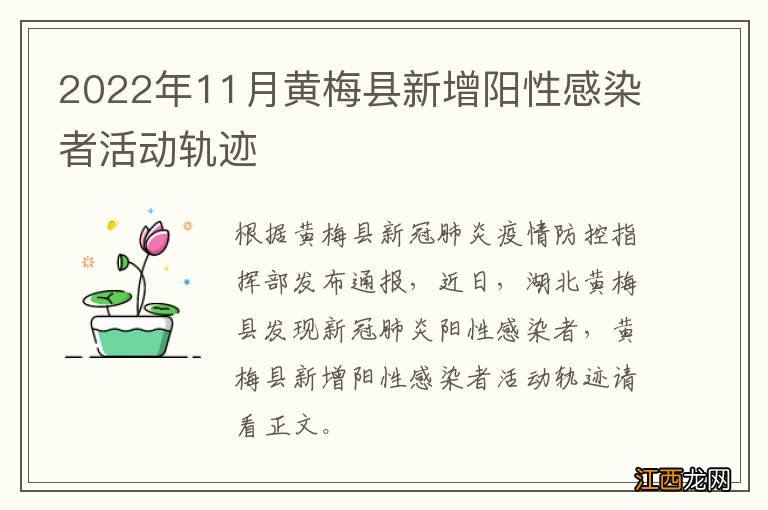 2022年11月黄梅县新增阳性感染者活动轨迹