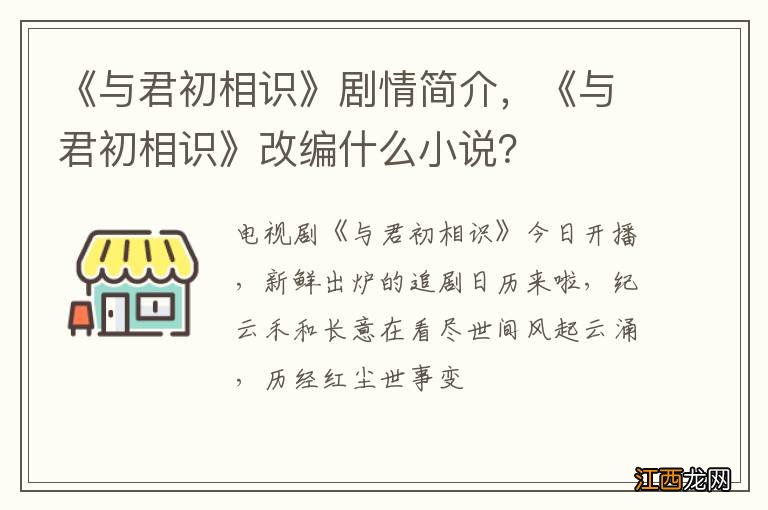 《与君初相识》剧情简介，《与君初相识》改编什么小说？