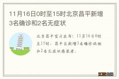 11月16日0时至15时北京昌平新增3名确诊和2名无症状