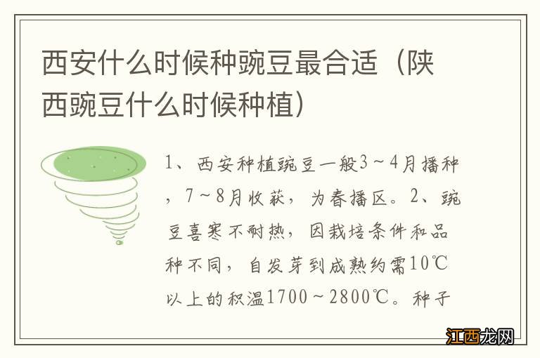 陕西豌豆什么时候种植 西安什么时候种豌豆最合适