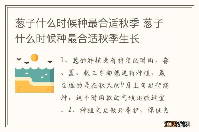 葱子什么时候种最合适秋季 葱子什么时候种最合适秋季生长