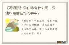 《嫣语赋》登仙珠有什么用，登仙珠最后在谁的手中？