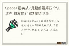 SpaceX证实从7月起部署第四个轨道壳 将发射348颗星链卫星