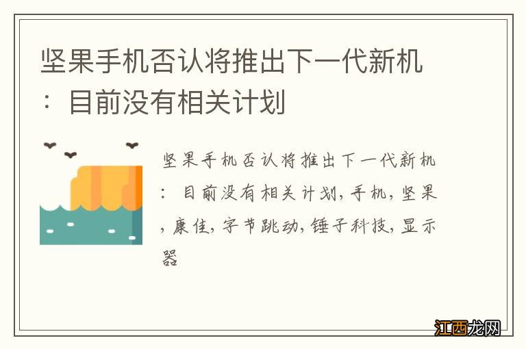 坚果手机否认将推出下一代新机：目前没有相关计划