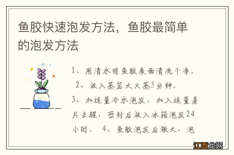 鱼胶快速泡发方法，鱼胶最简单的泡发方法