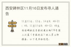 西安碑林区11月16日发布寻人通告