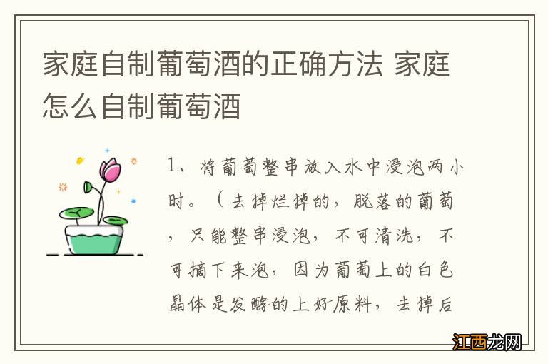 家庭自制葡萄酒的正确方法 家庭怎么自制葡萄酒