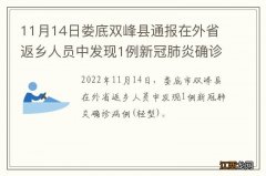 轻型 11月14日娄底双峰县通报在外省返乡人员中发现1例新冠肺炎确诊病例