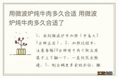 用微波炉炖牛肉多久合适 用微波炉炖牛肉多久合适了