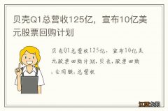 贝壳Q1总营收125亿，宣布10亿美元股票回购计划