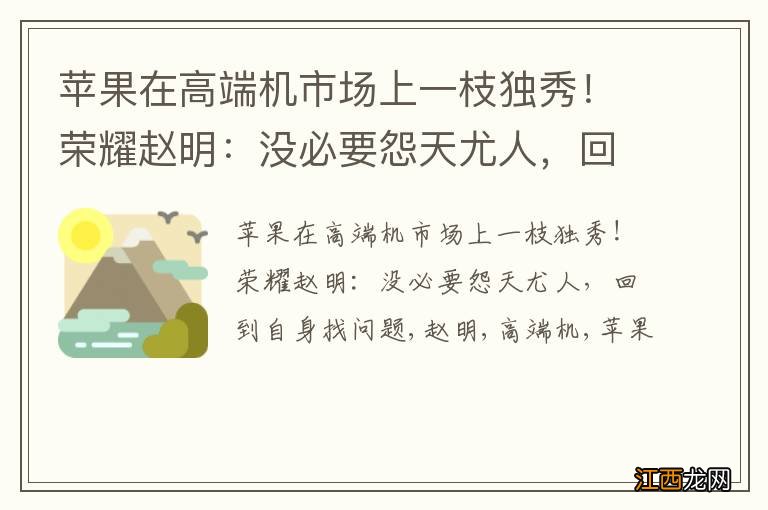 苹果在高端机市场上一枝独秀！荣耀赵明：没必要怨天尤人，回到自身找问题