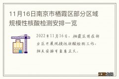 11月16日南京市栖霞区部分区域规模性核酸检测安排一览