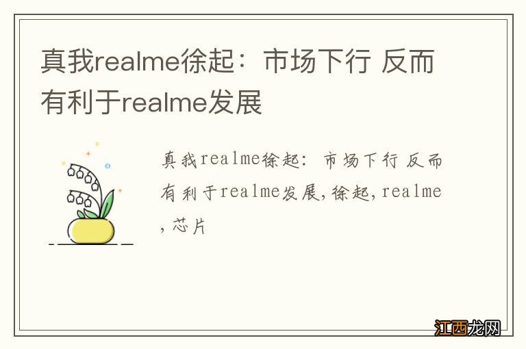 真我realme徐起：市场下行 反而有利于realme发展