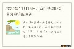 2022年11月15日北京门头沟区新增风险等级查询