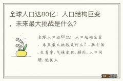 全球人口达80亿：人口结构巨变，未来最大挑战是什么？