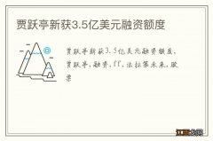 贾跃亭新获3.5亿美元融资额度