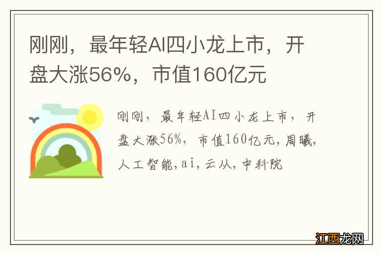 刚刚，最年轻AI四小龙上市，开盘大涨56%，市值160亿元