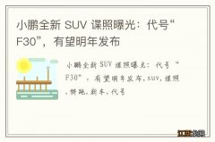 小鹏全新 SUV 谍照曝光：代号“F30”，有望明年发布