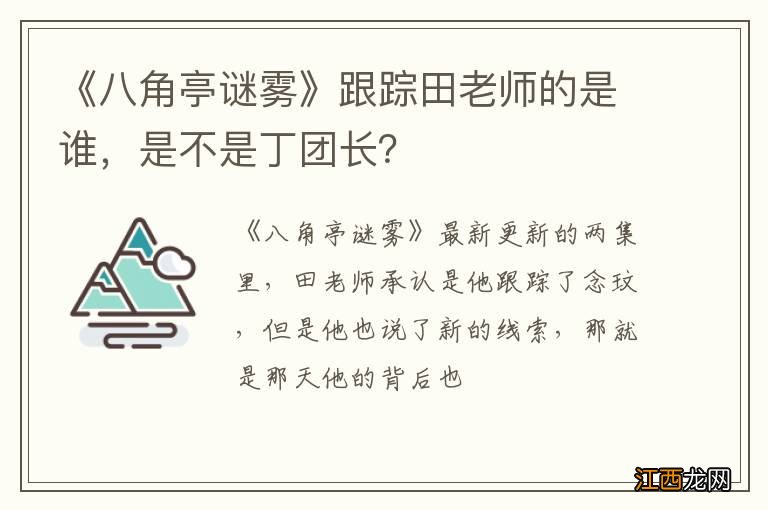 《八角亭谜雾》跟踪田老师的是谁，是不是丁团长？