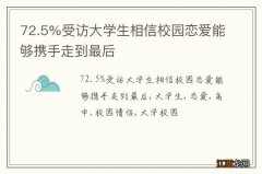 72.5%受访大学生相信校园恋爱能够携手走到最后