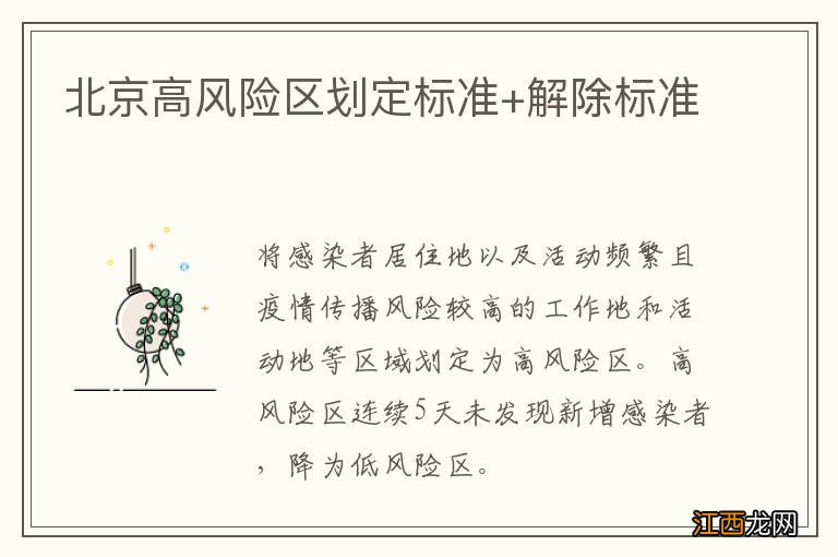 北京高风险区划定标准+解除标准