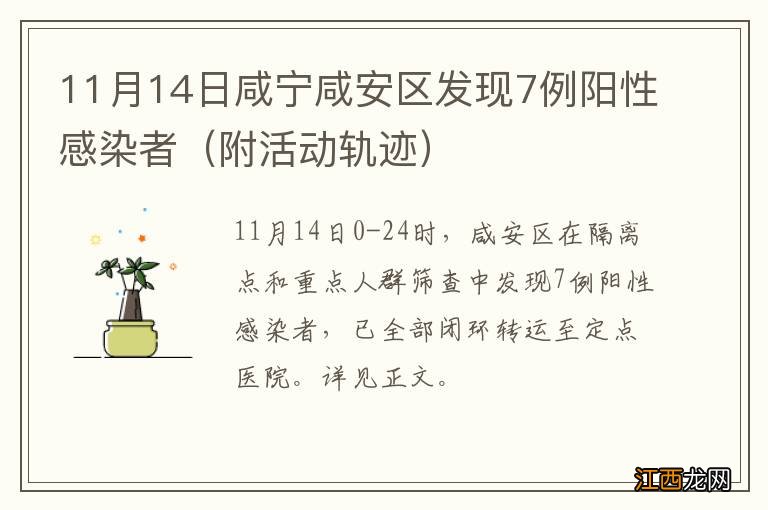 附活动轨迹 11月14日咸宁咸安区发现7例阳性感染者