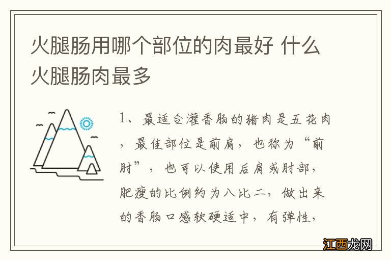 火腿肠用哪个部位的肉最好 什么火腿肠肉最多