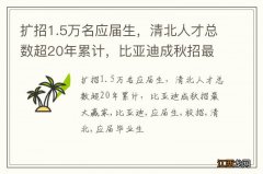 扩招1.5万名应届生，清北人才总数超20年累计，比亚迪成秋招最大赢家