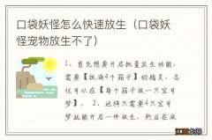 口袋妖怪宠物放生不了 口袋妖怪怎么快速放生