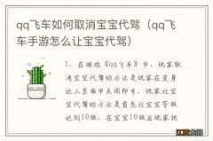 qq飞车手游怎么让宝宝代驾 qq飞车如何取消宝宝代驾