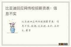 比亚迪回应网传校招薪资表：信息不实