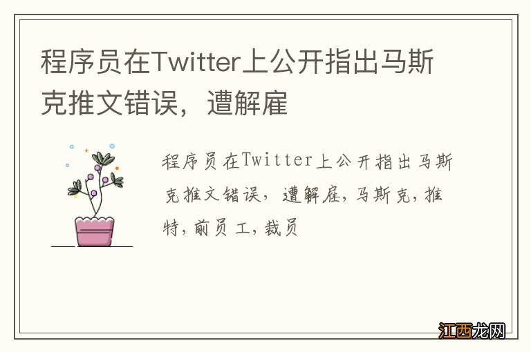 程序员在Twitter上公开指出马斯克推文错误，遭解雇