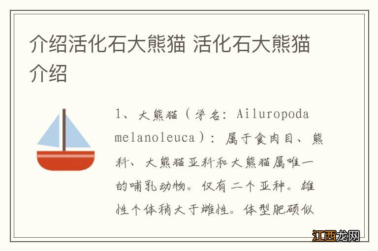 介绍活化石大熊猫 活化石大熊猫介绍