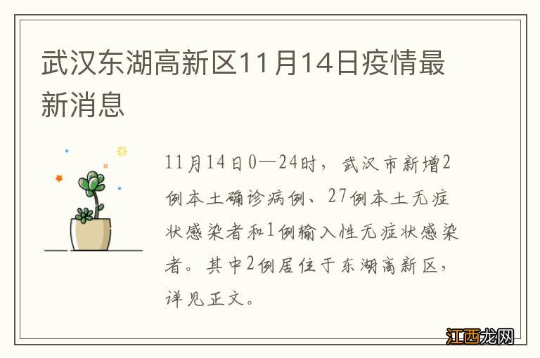 武汉东湖高新区11月14日疫情最新消息