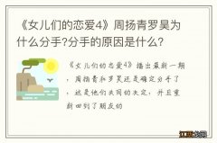 《女儿们的恋爱4》周扬青罗昊为什么分手?分手的原因是什么？