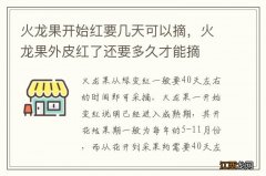 火龙果开始红要几天可以摘，火龙果外皮红了还要多久才能摘